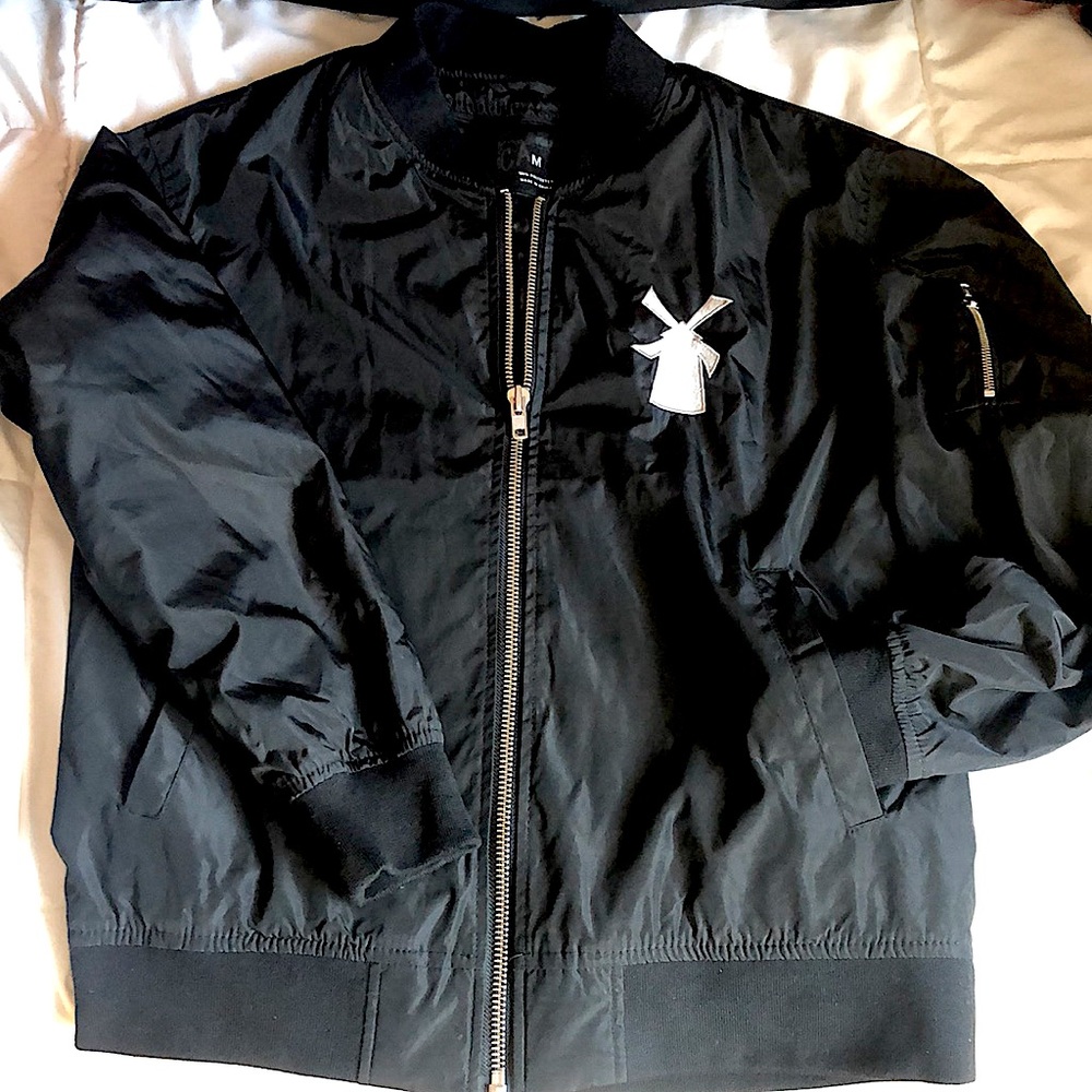 Dutch Bros Black Bomber Jacket, Size Medium
